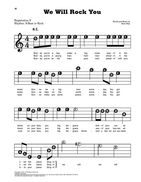 we will we will rock you chords|we will rock you notes.